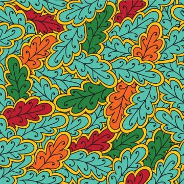 Oak leaves vector seamless pattern 스톡 일러스트