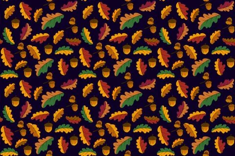 Oak leaves vector seamless pattern. Illustrazione stock