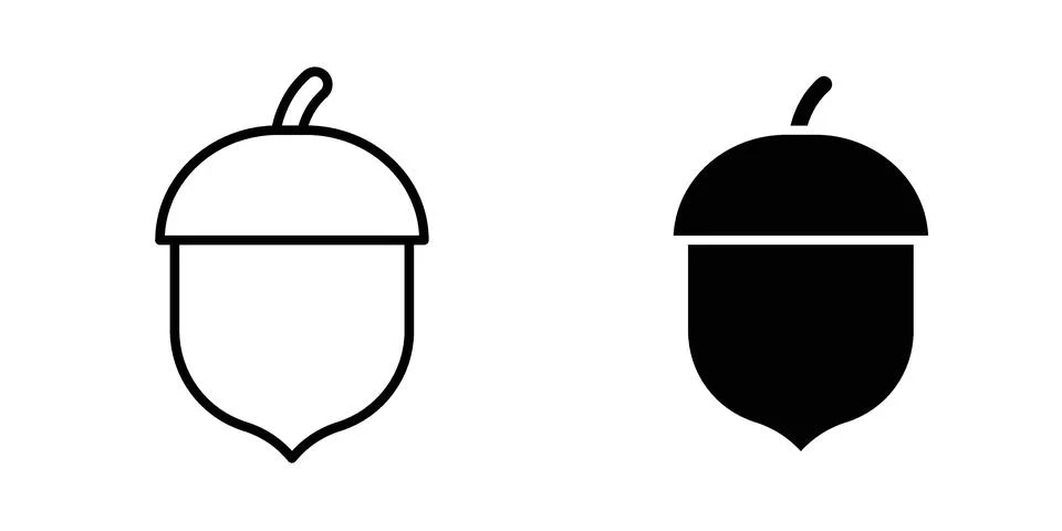 Oak nut icon vector concepts, line and silhouette style Illustrazione stock