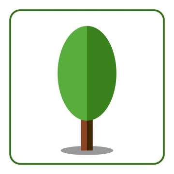 Oak poplar tree icon flat sign Stock Illustration
