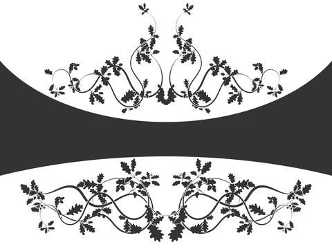 Oak tree branch weaving pattern with text frame Stock Illustration