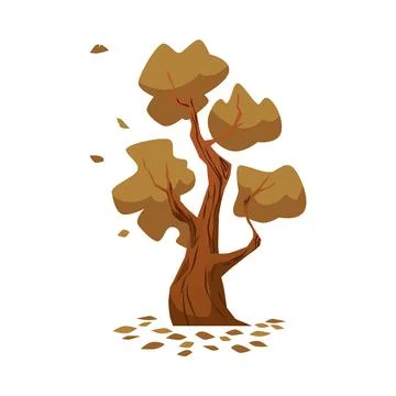 Oak tree with brown leaf at fall season, isolated on white background. Rust tree Illustrazione stock