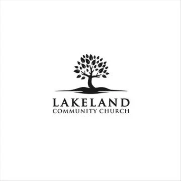Oak tree Cross Logo Design Stock Illustration