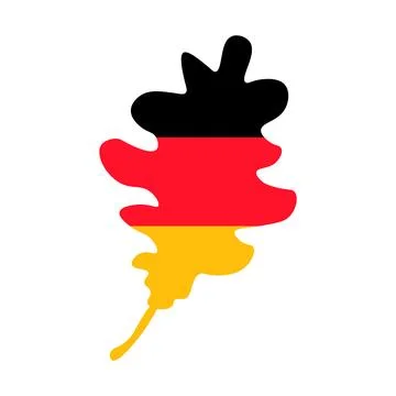 Oak tree leaf in colors of German flag Stock Illustration