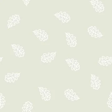 Oak tree leaf line seamless pattern Stock Illustration
