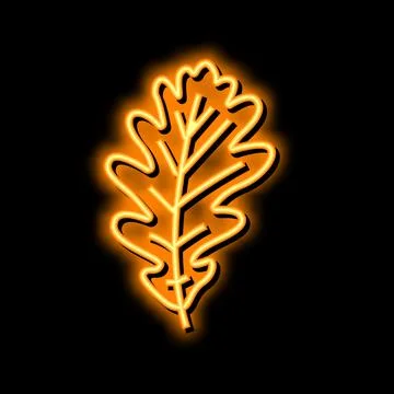 Oak tree leaf neon glow icon illustration Stock Illustration