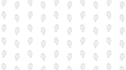 Oak tree leaves black thin line icons on a white background Stock Footage 160108746