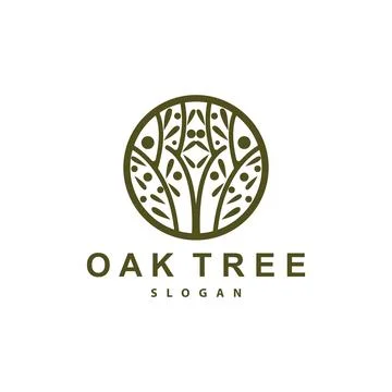 Oak Tree Logo, Nature Tree Plant Vector, Minimalist Simple Design, Illustra.. Stock Illustration