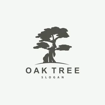 Oak Tree Logo, Nature Tree Plant Vector, Minimalist Simple Design, Illustra.. Stock Illustration