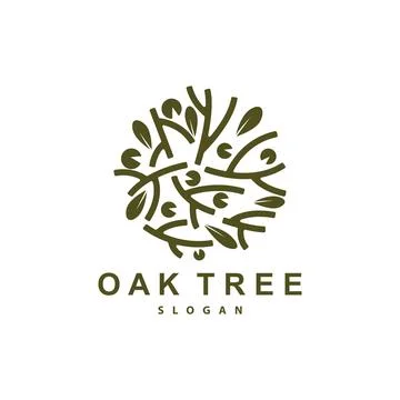 Oak Tree Logo, Nature Tree Plant Vector, Minimalist Simple Design, Illustra.. Stock Illustration