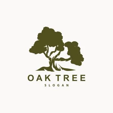 Oak Tree Logo, Nature Tree Plant Vector, Minimalist Simple Design, Illustra.. Stock Illustration