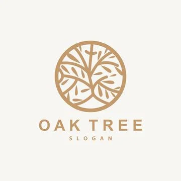 Oak Tree Logo, Nature Tree Plant Vector, Minimalist Simple Design, Illustra.. Stock Illustration