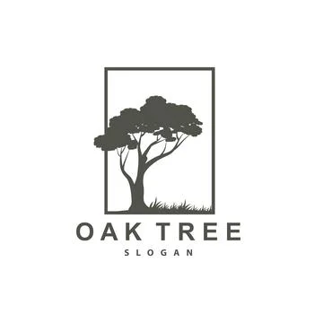 Oak Tree Logo, Nature Tree Plant Vector, Minimalist Simple Design, Illustra.. Stock Illustration