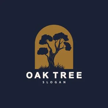 Oak Tree Logo, Nature Tree Plant Vector, Minimalist Simple Design, Illustra.. Illustrazione stock