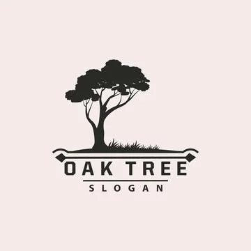 Oak Tree Logo, Nature Tree Plant Vector, Minimalist Simple Design, Illustra.. 스톡 일러스트
