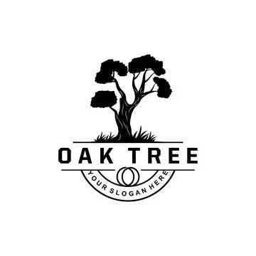 Oak Tree Logo, Nature Tree Plant Vector, Minimalist Simple Design, Illustra.. 스톡 일러스트