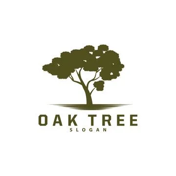 Oak Tree Logo, Nature Tree Plant Vector, Minimalist Simple Design, Illustra.. Stock Illustration