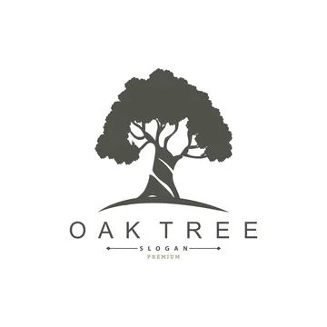 Oak Tree Logo, Nature Tree Plant Vector, Minimalist Simple Design, Illustra.. Stock Illustration