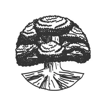 Oak tree root Icon Illustration Brand Identity Stock-Illustration