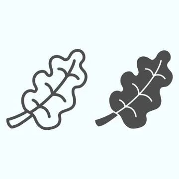 Oak tree single leaf line and solid icon. Forest plant leaves. Autumn season 库存插图