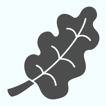 Oak tree single leaf solid icon. Forest plant leaves. Autumn season vector Illustrazione stock