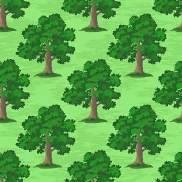 Oak Trees Seamless Stock Illustration