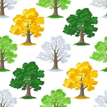 Oak Trees Seamless Stock Illustration