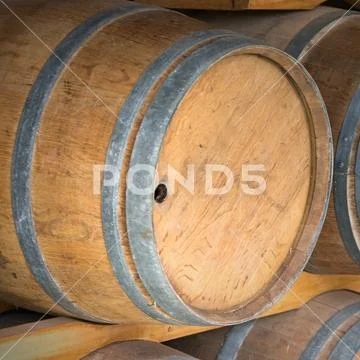 Oak wine barrels. Stock Photos