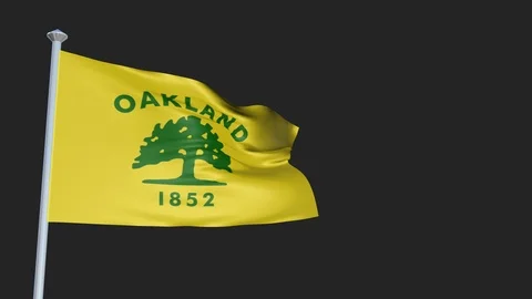 Oakland California - Loopable 3D flag animation with Alpha Channel and Transp 스톡 동영상 91050492