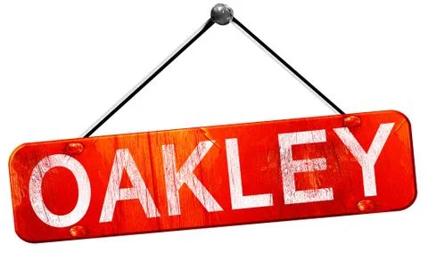 Oakley, 3D rendering, a red hanging sign Stock Illustration