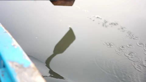 Oar Rowing Boat in Calm Water Creating Ripples 스톡 동영상 341846254