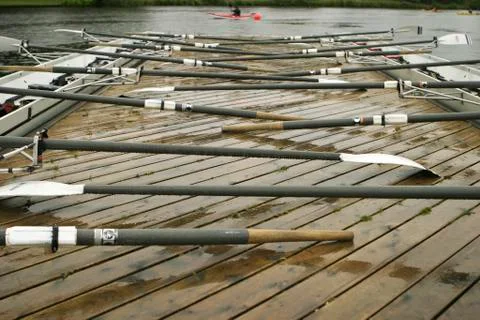 Oars on a dock Stock Photos