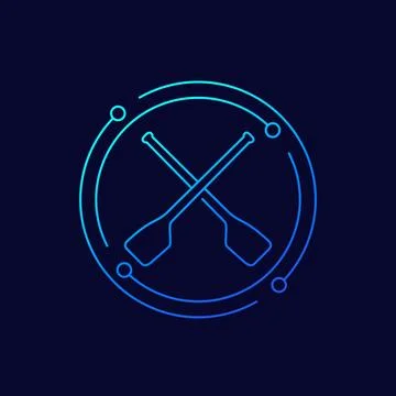 Oars, rowing line icon, vector Stock Illustration
