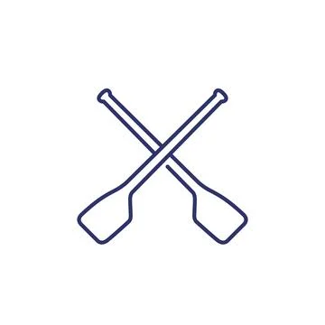 Oars, rowing line icon on white Stock Illustration