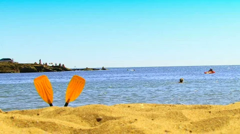 Oars in the Sand Stock Footage