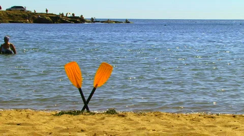 Oars in the Sand Stockbeeldmateriaal 584963