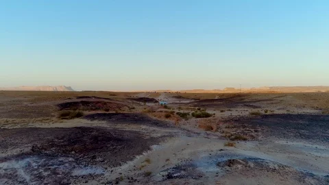 Oasis in the desert Mitzpe Ramon Israel with colorfull sand Stock Footage 93583053