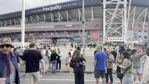 Oasis returns to the stage in front of 75,000 spectators in Cardiff, UK, CARDIFF Stock Footage 312479577