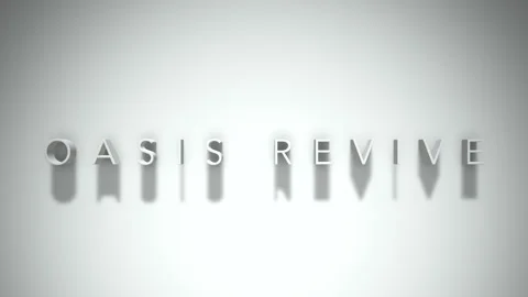 Oasis revive 3D title animation with shadows on a white background Stock Footage 297905159