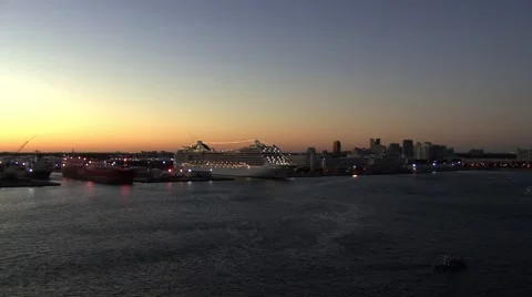 Oasis of Seas Docked Sunset Stock-Footage 47878297