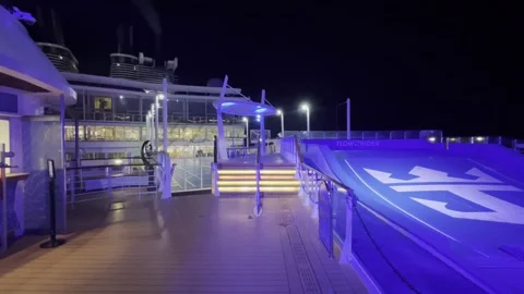 Oasis of the Seas FlowRider Surf Simulator at Night - May 2025 Stock Footage 314277791
