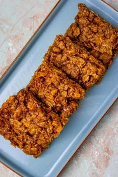 Oat and Cornflake Flapjack Stock Photos
