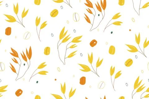 Oat branches seamless pattern - vector illustration. Healthy, organic daily Stock Illustration