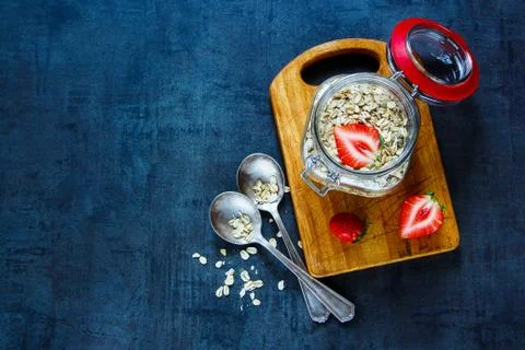 Oat flakes in gar Stock Photos
