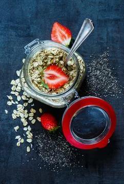 Oat flakes in gar Stock Photos