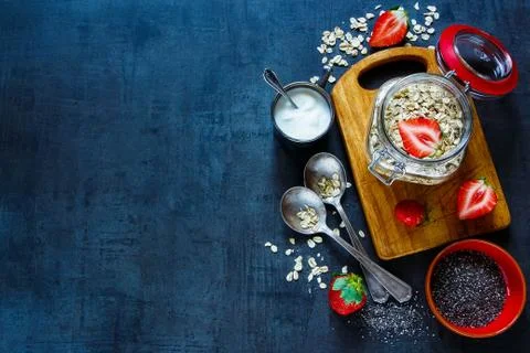Oat flakes in gar Stock Photos