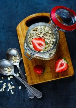 Oat flakes in gar Stock Photos