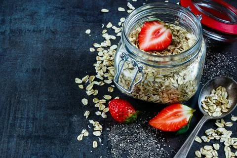 Oat flakes in gar Stock Photos