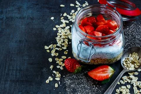 Oat flakes in gar Stock Photos