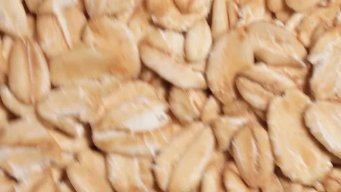 Oat Flakes, Rotating Background - Top View Stock Footage 203832211